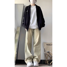 B221高街美式ins纯色百搭男女同款直筒牛仔裤LK22048-P55控78，男装牛仔裤，电商B221