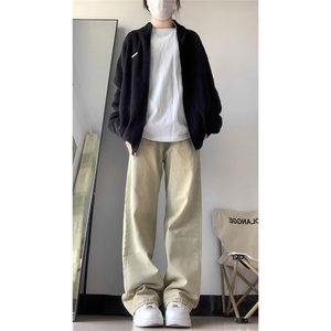 B221 高街美式ins纯色百搭男女同款直筒牛仔裤 LK22048-P55 控78图片