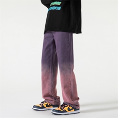 B221美式ins高街小众吊染渐变色直筒牛仔裤LK23024-P60控78，男装牛仔裤，电商B221
