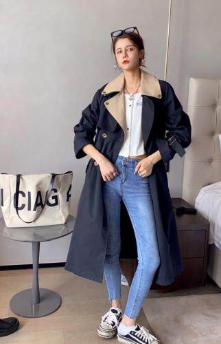 【现货】秋季新款拼接双领子可脱卸长款风衣，女装风衣，你别走