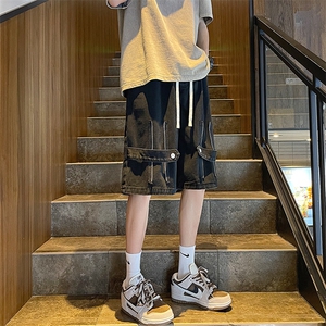 夏季美式高街拉链牛仔短裤宽松休闲五分裤313A-1-NZ046-P45控58图片