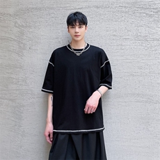短袖T恤男夏季新款潮流半袖明辑线纯棉上衣宽松A345-258-P50，男装T恤，电商A345