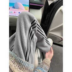 现货A2362P48-美式条纹羊羔绒休闲裤男冬季加绒加厚百搭直筒裤子，男装卫衣，电商B241