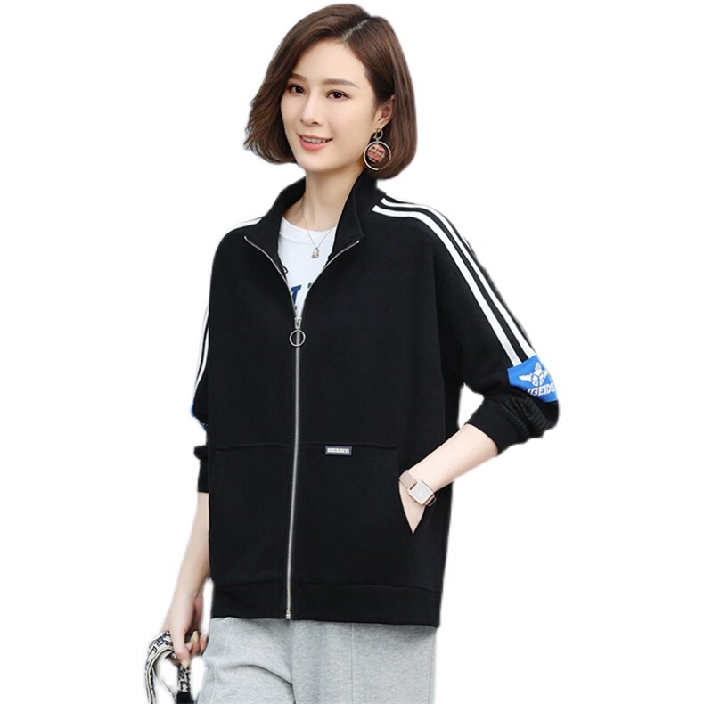 2023春装新款时尚休闲气质圆领个性宽松舒适开衫卫衣外套,女装T恤,丽影随形
