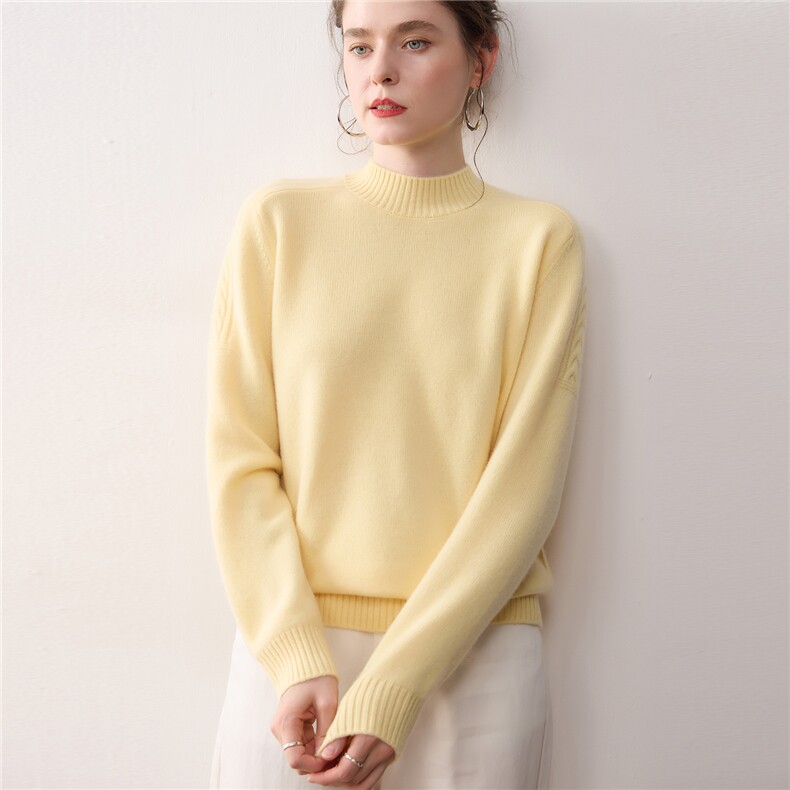 亲肤保暖秋冬半高领羊绒衫女2025新款轻奢宽松加厚针织打底衫毛衣，女装针织衫/毛衣，暖绒情旗舰店