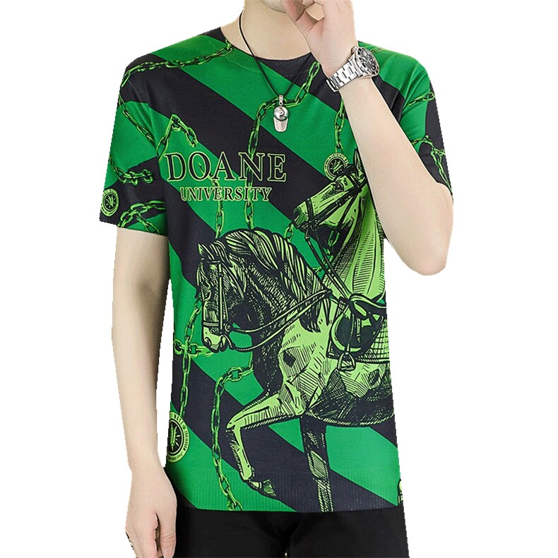 夏季薄款男士圆领短袖t恤时尚休闲2023新款打底衫修身上衣服体恤,男装T恤,电商B212（原钱塘6029）