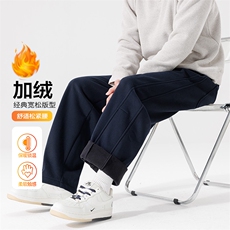 秋冬季美式弯刀裤休闲宽松运动裤男士2025新款潮重磅加厚直筒卫裤，男装休闲裤，星座914