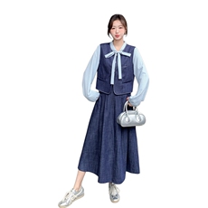 【】春季新款牛仔马甲三件套2C057-8203-P185-K298，女装套装/套裙，2C057