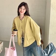 黄色工装外套女春秋2025新款减龄独特设计洋气棒球服式上衣夹克，女装短外套，2D143