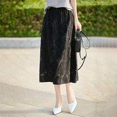 女士蕾丝烧花松紧腰半身裙，女装半身裙，臻维羊绒