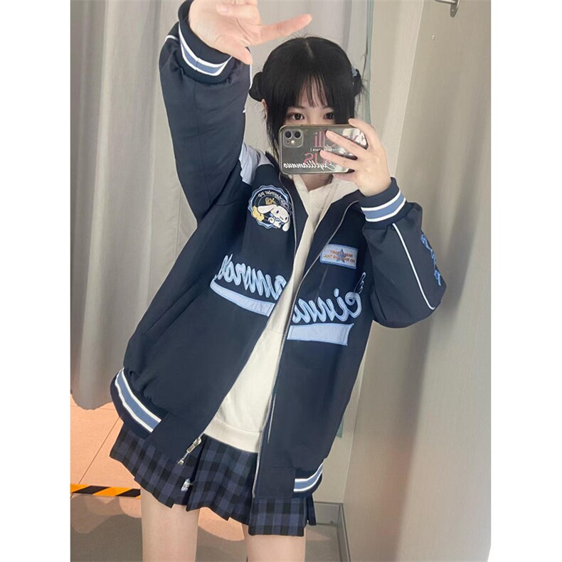 复古玉桂狗机车冲锋服男女秋冬新款设计百搭宽松显瘦外套W1818,男装夹克,星座1116A（原606A-3）