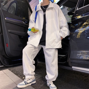 TZ61195/P100秋装新款简约运动套装男潮大码宽松卫衣休闲裤两件套图片