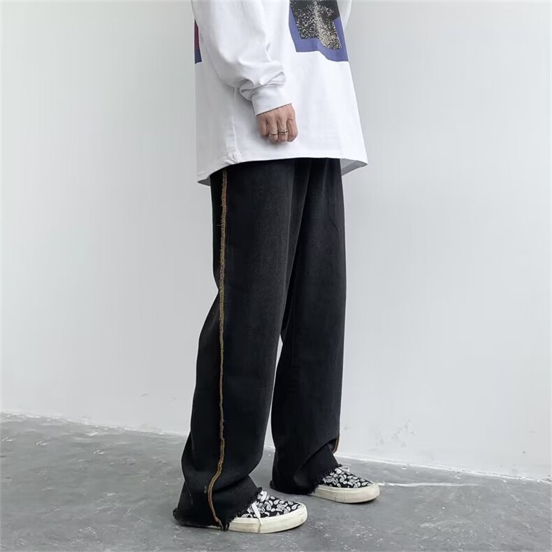 夏季复古潮牌休闲长裤薄款直筒宽松裤子拼接牛仔裤男士K3988-P37,男装牛仔裤,星座512-3
