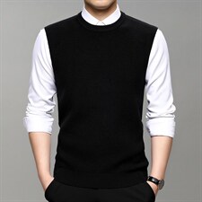 春秋季2023新款针织衫背心男士圆领无袖毛衣中年马甲上衣服坎肩，男装背心/马甲，电商B212（原钱塘6029）