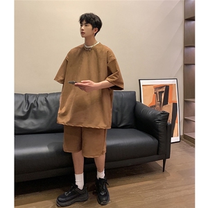 1港风模麂皮绒大码M-5XL短TDT8766P23 DK8767P32套装TZ8757P55图片