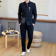 2021春秋季唐装中山装男士修身礼服中国风套装民国服男装YK809-P100，男装夹克，星座509