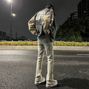 2025春夏男款阔腿牛仔裤男小众撞色新款高腰显瘦裤子潮YD754-P50图片