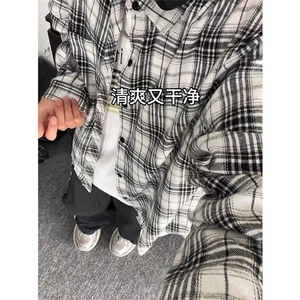 格子衬衫外套女春夏季新款宽松慵懒风炸街超好看长袖衬衣 CS322图片