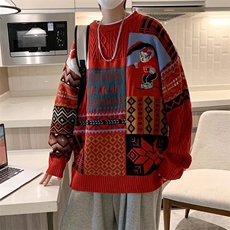 2023新款宽松韩版情侣装春季毛衣男复古慵懒风日系上衣服Y09-P65，男装针织衫/毛衣，星座1008-1