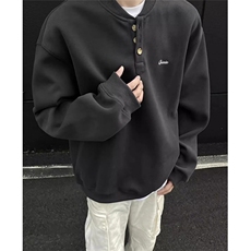 复古少年感亨利领套头卫衣男女秋冬季简约休闲长袖上衣WY18，男装卫衣，星座1116A（原606A-3）