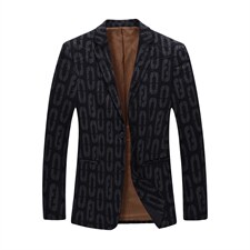 秋冬季新款中年西装领夹克爸爸商务男装印花西服外套ASD2271-P180