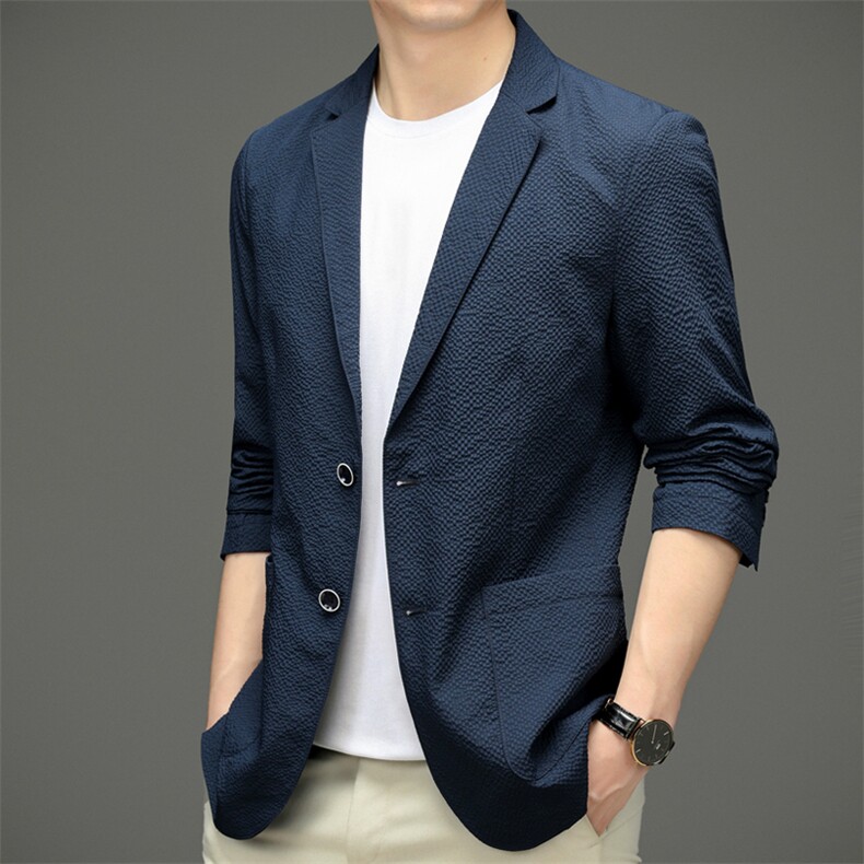 新款中青年男士休闲小西装春秋时尚西服修身男装便西商务外套免烫,男装西服,钱塘6003（原4033）