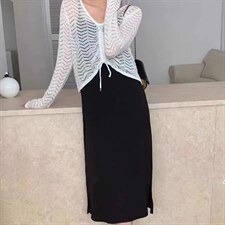 针织外套搭配吊带连衣裙，女装背心吊带，时代公主