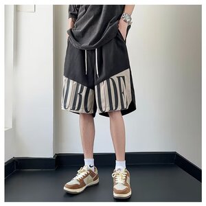 青少年美式高街字母休闲短裤男夏季宽松透气跑步运动五分裤子中裤图片