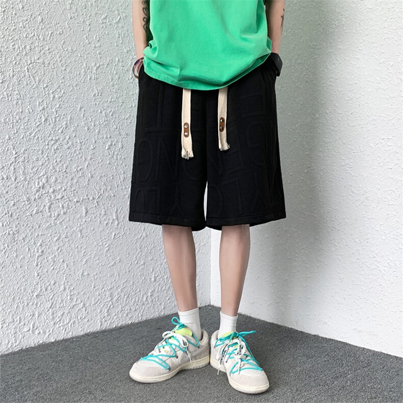 港风夏季新款透气港风男立体印花垂感针织短裤A021-DK33-P38,男装牛仔裤,电商A021