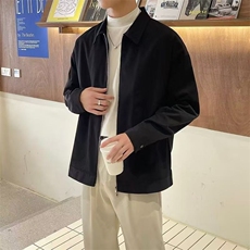 外套男2025春秋韩版轻熟风男装宽松短款纯色翻领休闲夹克潮牌褂子，男装夹克，星座516A