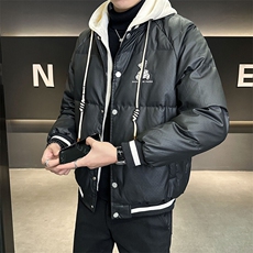 2025新款男士羽绒服假两件连帽可脱卸帽子B240-YR8063-P215，男装羽绒服，电商B240