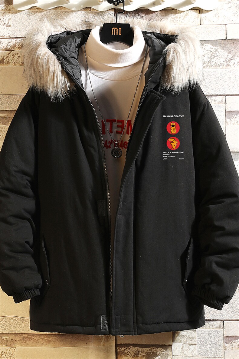 MM48093-P130冬季大毛领衣男士大码加厚袄男服砖墙挂拍,男装棉衣,电商A040A