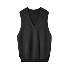 马甲女针织背心春秋小香风韩版中长款宽松大v领坎肩百搭毛衣1，女装马甲，唯若美羊绒