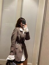 千鸟格小西装，女装西装，AF/初沫