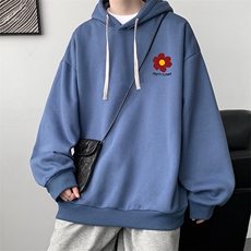 WY2257-P35加绒款-P40纯棉连帽卫衣男大码运动帽衫宽松薄外套男，男装卫衣，电商A040
