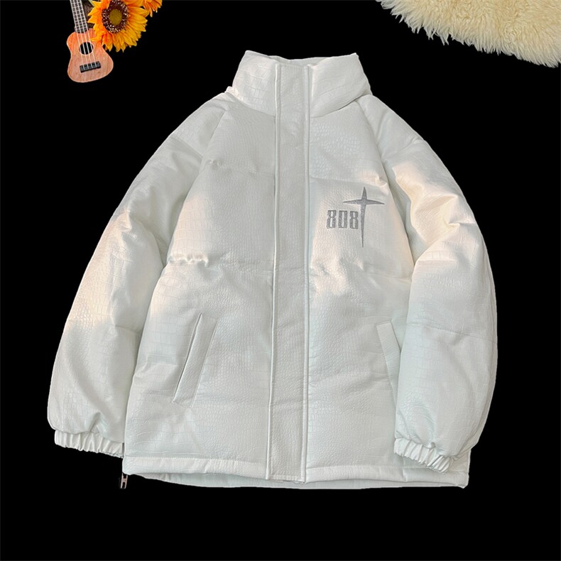 2025鳄鱼纹PU皮棉衣棉服面包服立领印花棉袄皮衣外套1611-P90,男装棉衣,星座207