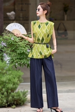 时尚气质套装套裤2025夏装新款时尚套装洋气减龄超火阔腿裤两件套，女装套装/套裙，韩宇舍