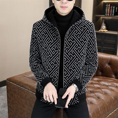 新款冬季男士加棉加厚连帽修身潮流时尚毛呢大衣D72P155控238，男装毛呢大衣，电商B226
