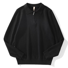 秋款男POLO领毛衣拉链针织衫休闲线衣外套M9822P45，男装Polo衫，星座1013-1