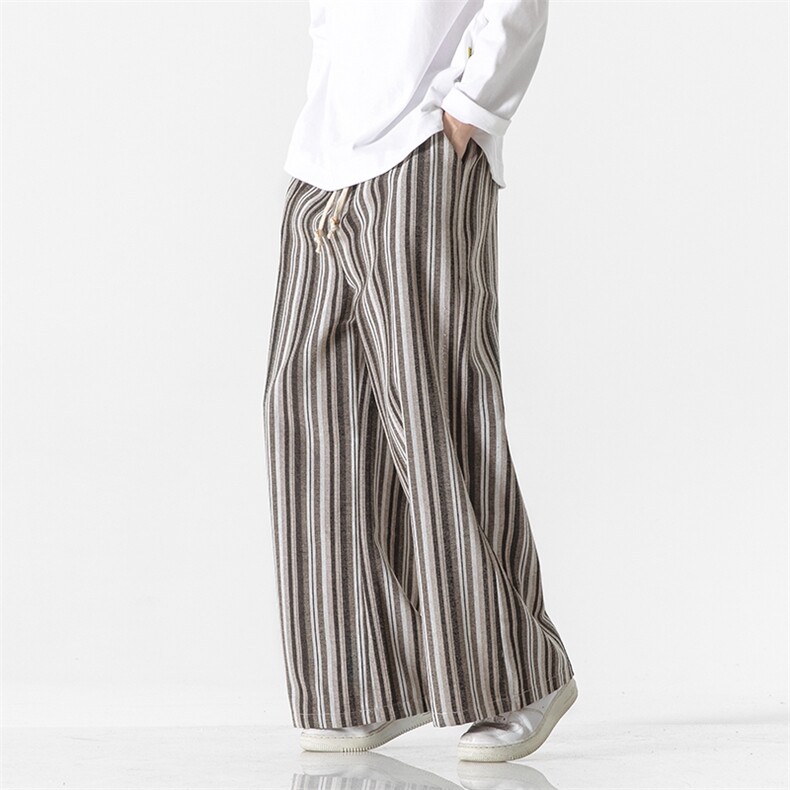 秋冬大码日系复古风条纹宽松直筒休闲阔腿裤加厚K215/P70,男装休闲裤,钱塘713