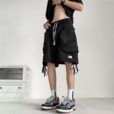 日系大口袋百搭线条抽绳工装裤子夏季男士纯色休闲短裤DX150，男装牛仔裤，星座1116A-1（原606A）