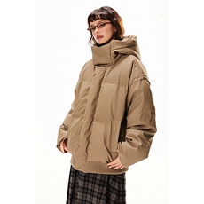 现货5W件冬季三防重磅boxy短款羽绒连帽PU皮棉衣外套防风加厚棉服，男装棉衣，电商A486-1