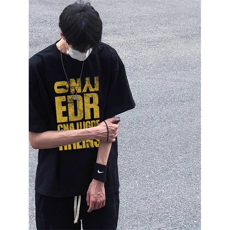 可设48小时发货支持抖音得物来样二开230克重磅美式短袖t恤MT410,男装T恤,电商A486-1