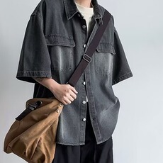 牛仔衬衫男士短袖韩版潮流痞子帅气百搭2024秋季ins外套CY905-P49，男装衬衫，星座412-3