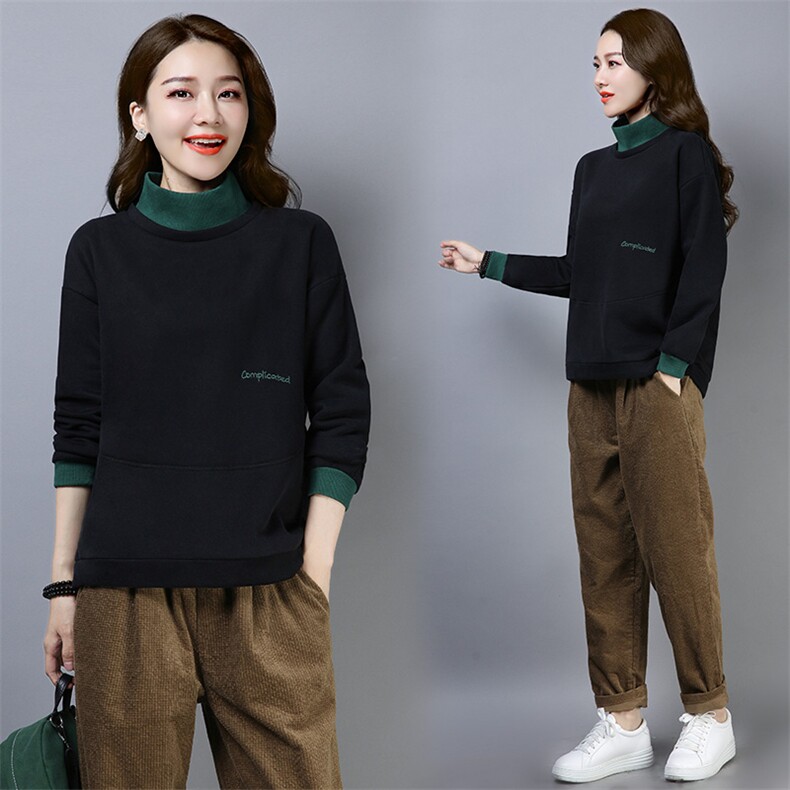 卫衣加绒加厚女士秋冬季中年妈妈内搭2025新款爆款短款高领打底衫，女装卫衣/绒衫，简韵佳