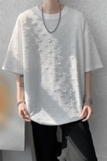 T10123-特批30控68小众提花肌理感高质量大码男百搭圆领短袖T恤，男装T恤，电商A059