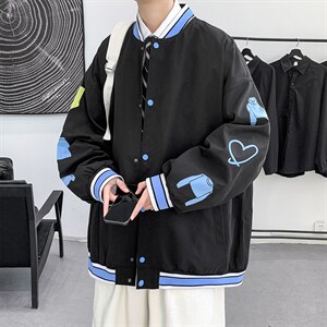 外套男春秋季款潮牌ins美式复古字母印花棒球服22118-70控108图片