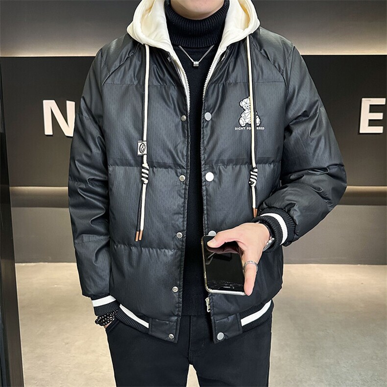 2025新款男士羽绒服假两件连帽可脱卸帽子B240-YR8063-P215,男装羽绒服,电商B240