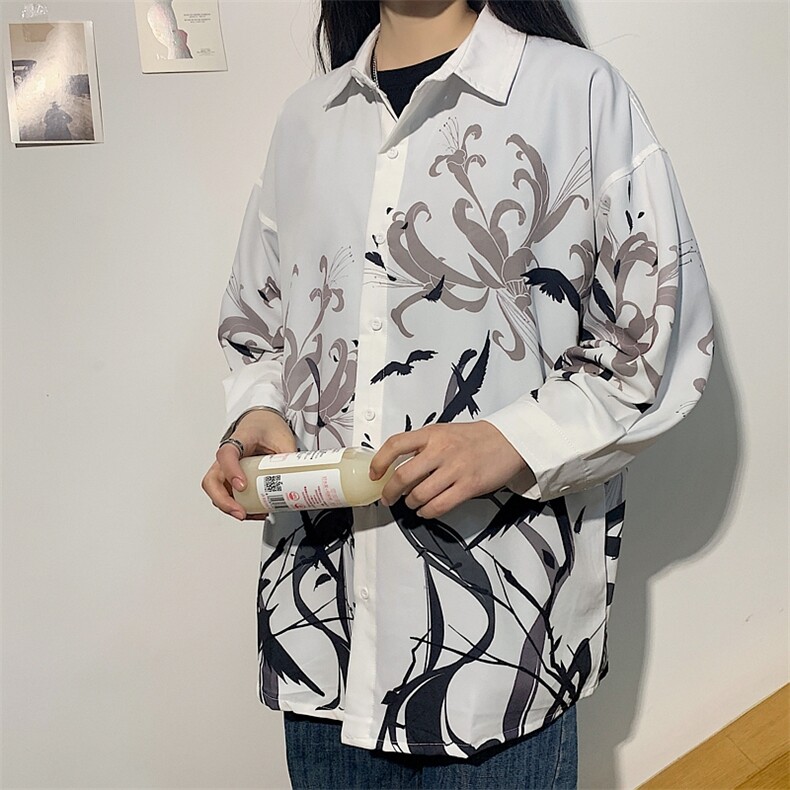 1港风夏季休闲情侣大码M-5XL潮流帅气七分袖衬衫男7854P45控68,男装衬衫,星座226-2