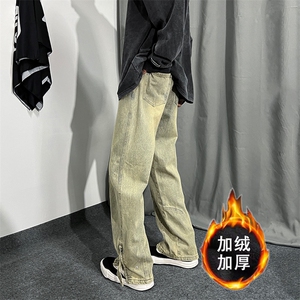秋冬美式高街棕色加绒加厚牛仔裤货号K658P60控78（加绒P75控98）图片